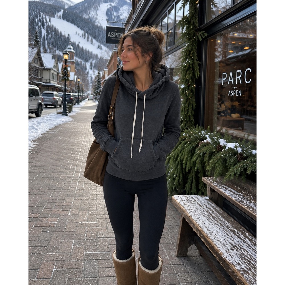 Brandy Melville John Galt Hoodie Teal Cropped Oversized Pullover Sweatshirt